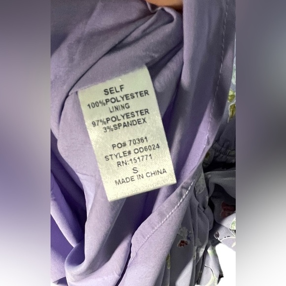 Gilli Lavender Purple Floral Print Surplice Tie Waist 3/4 Sleeve Mini Dress Sz S - Picture 8 of 10